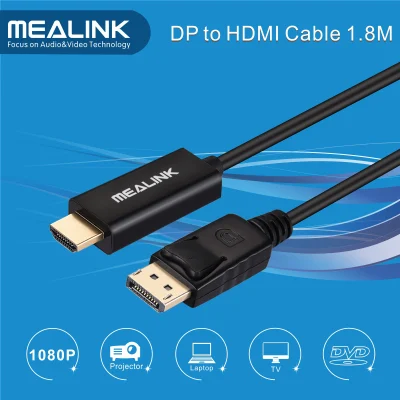 Câble Displayport Dp vers HDMI plaqué or de 1,8 m